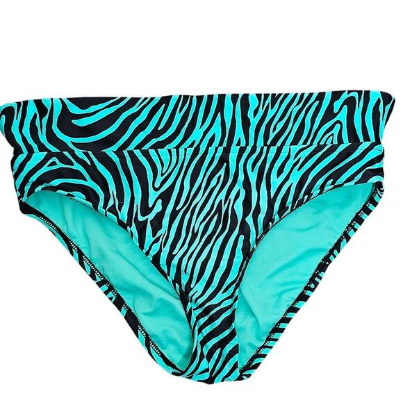Bisou Bisou women's large green and black bikini swim suit zebra strip - Picture 2 of 9